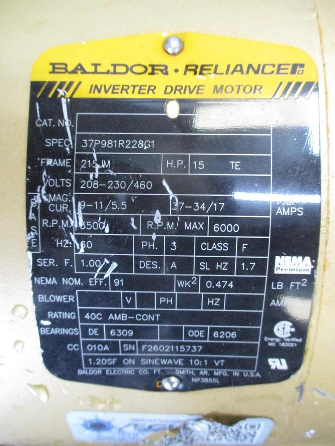 Used EBARA 2" X 2-1/2" STAINLESS 15 HP PUMP, #6121032J NEW