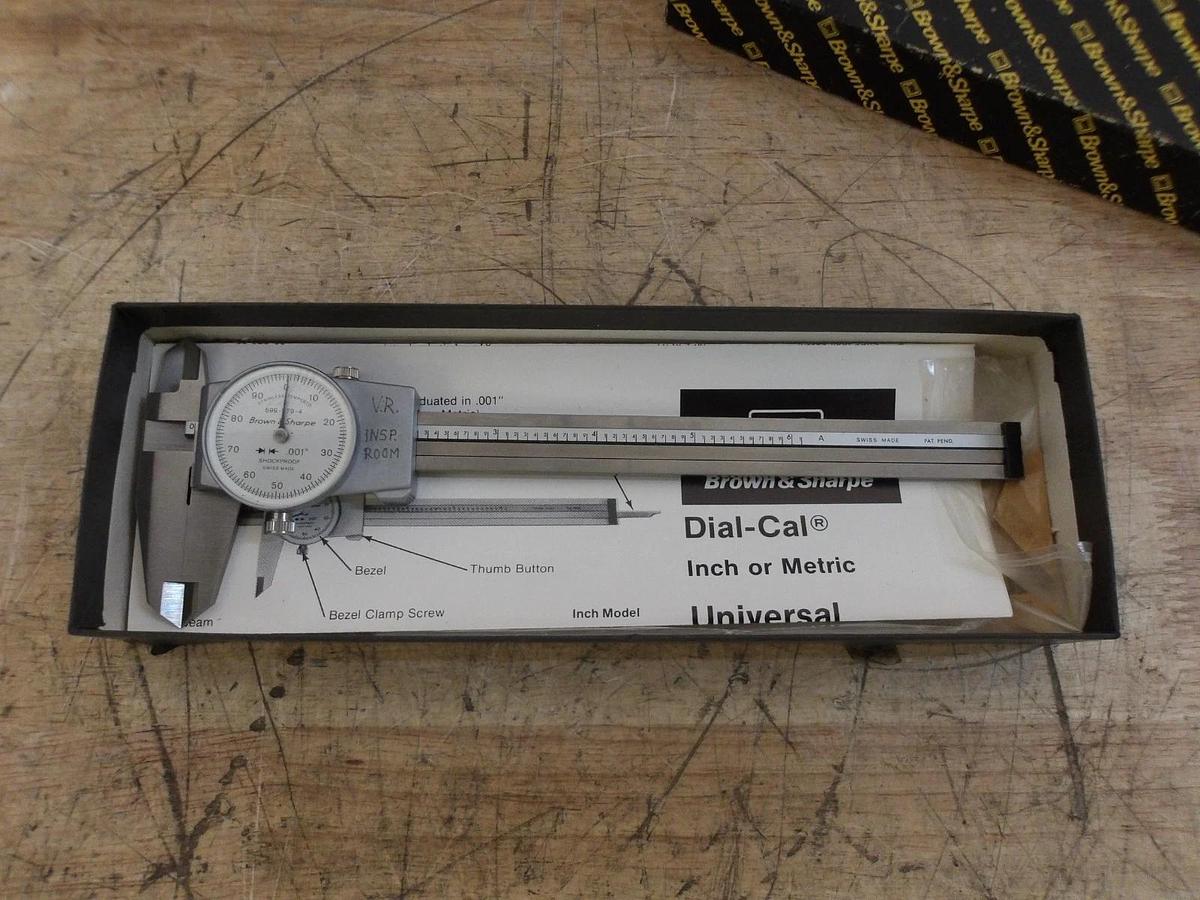Used BROWN & SHARPE 599-679-4 DIAL SLIDE CALIPER 6" SLIDE, #814116G USED