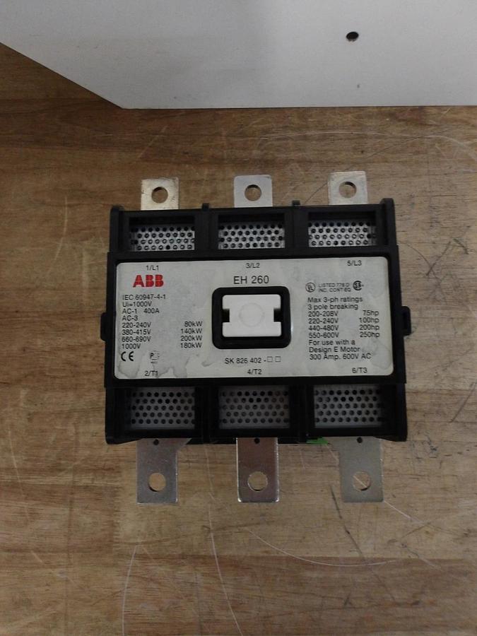 Used ABB EH260 MOTOR CONTACTOR, 300 AMP, 600 V, #521904G NEW