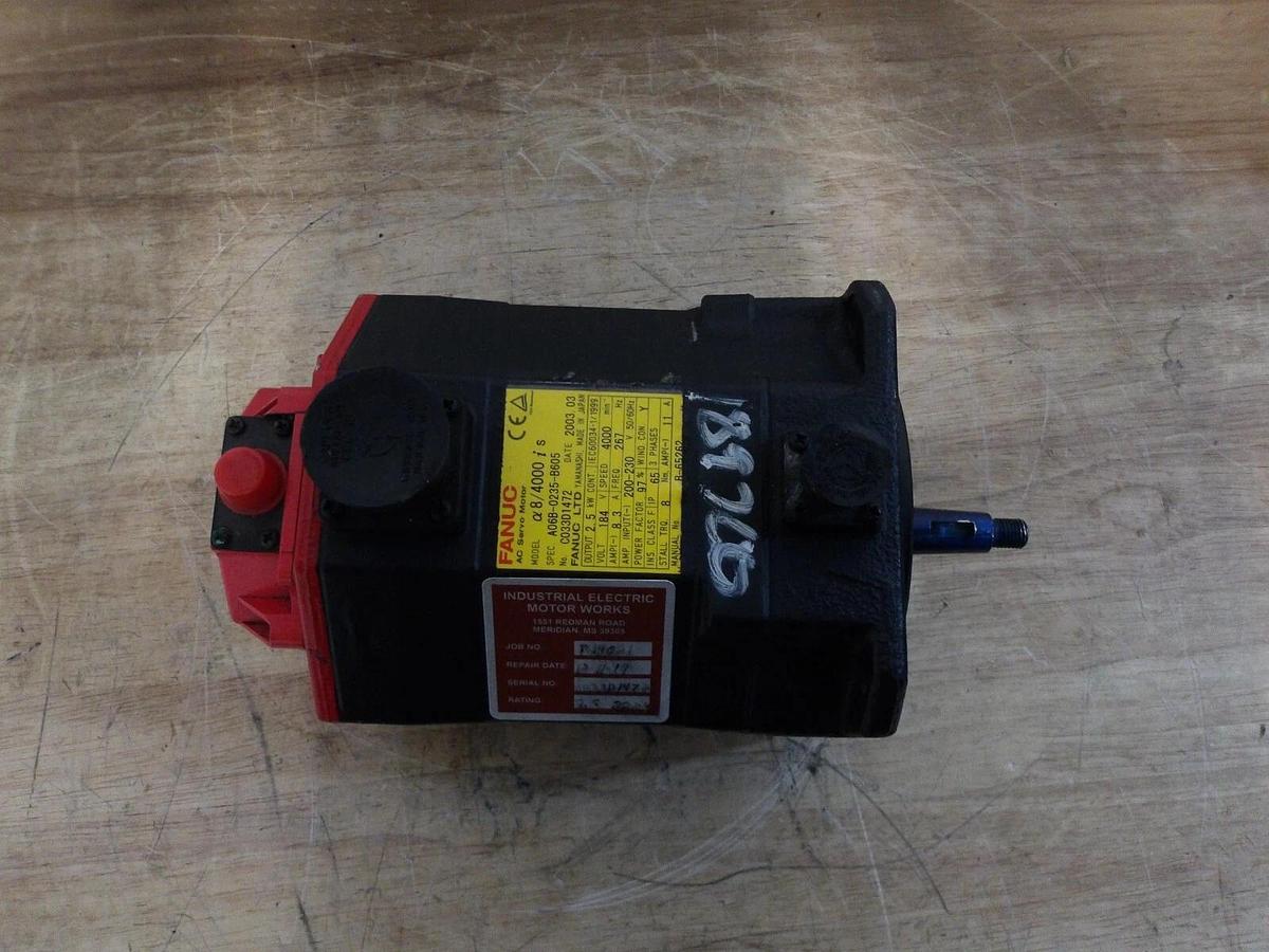 Used FANUC A06B-0235-B605 AC SERVO MOTOR 4000 RPM, #571150G REMANUFACTURED