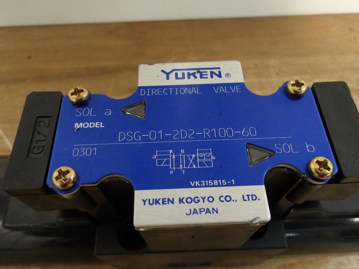 Used YUKEN DSG-01-2D2-R100-60 HYDRAULIC DIRECTIONAL VALVE, #331118G NEW