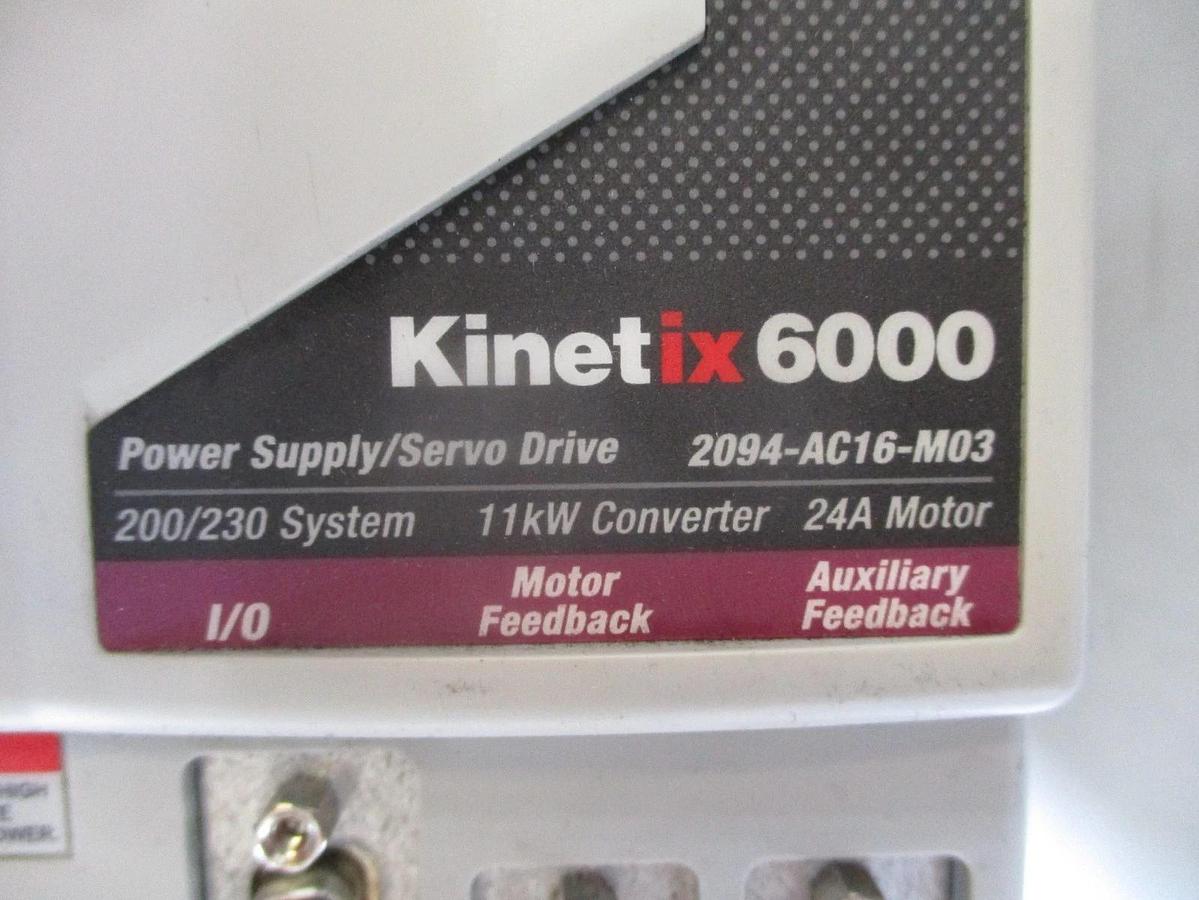 Used ALLEN BRADLEY KINETIX 6000 POWER SUPPLY / SERVO DRIVE 2094-AC16-M03, #33855J