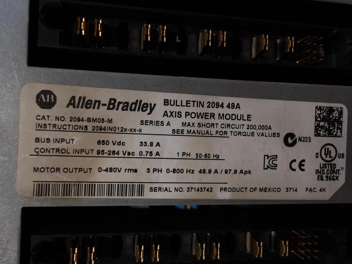 Used ALLEN BRADLEY 2094-BM05-M AXIS POWER MODULE, #218145G REMANUFACTURED