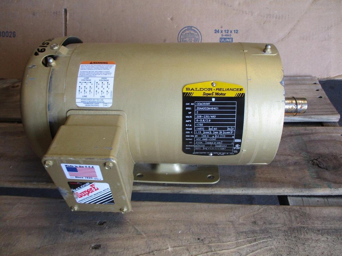 Used BALDOR-RELIANCE 2 HP SUPER-E MOTOR, #6151040J NEW