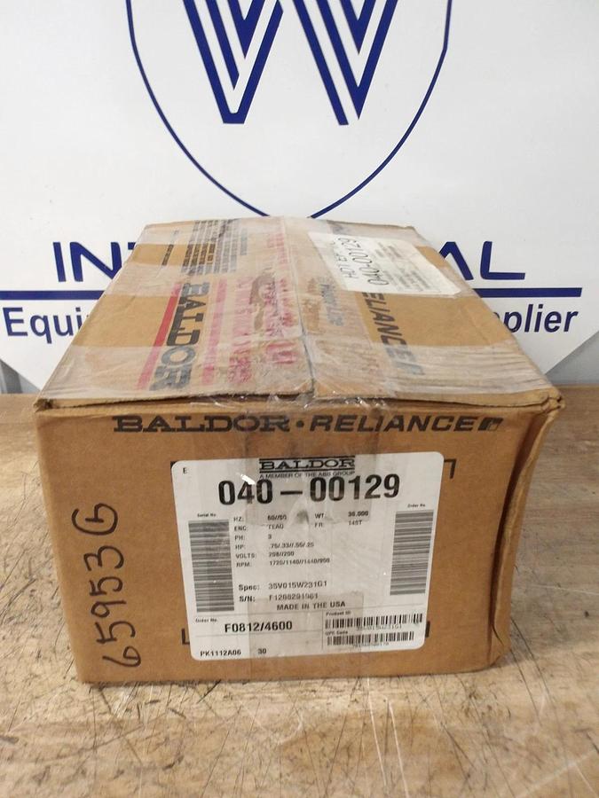 BALDOR RELIANCE .75/.33/.55 HP MOTOR, 208/200 V, 145T FR, #65953G NIB