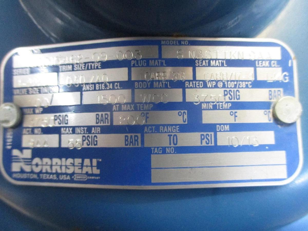 Used NORRISEAL 1" STEEL CONTROL VALVE W/ DYNA-FLO CONTROLLER, #621856J NEW