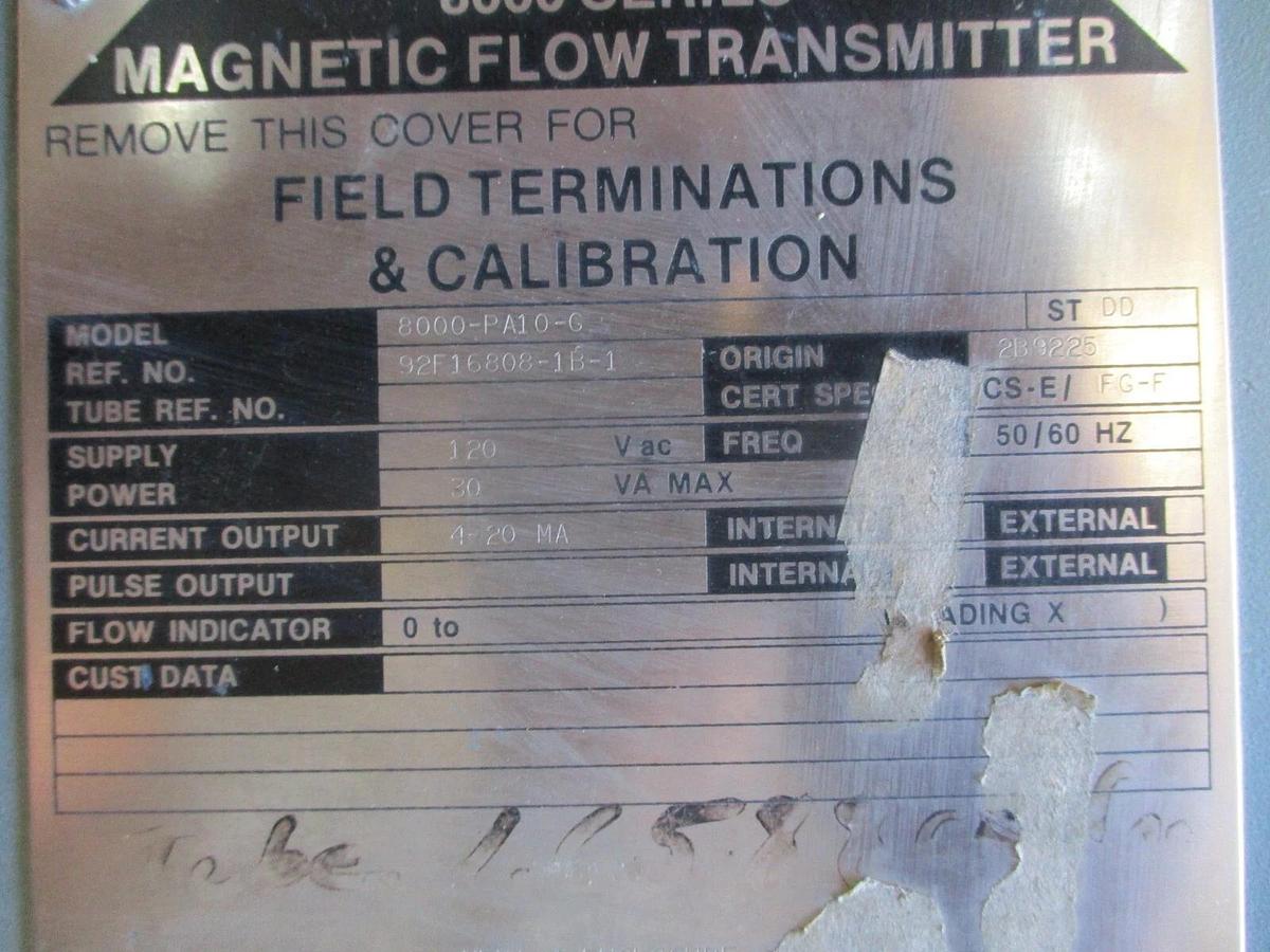 Used FOXBORO 8000-PA10-G MAGNETIC FLOW TRANSMITTER, #71330J USED