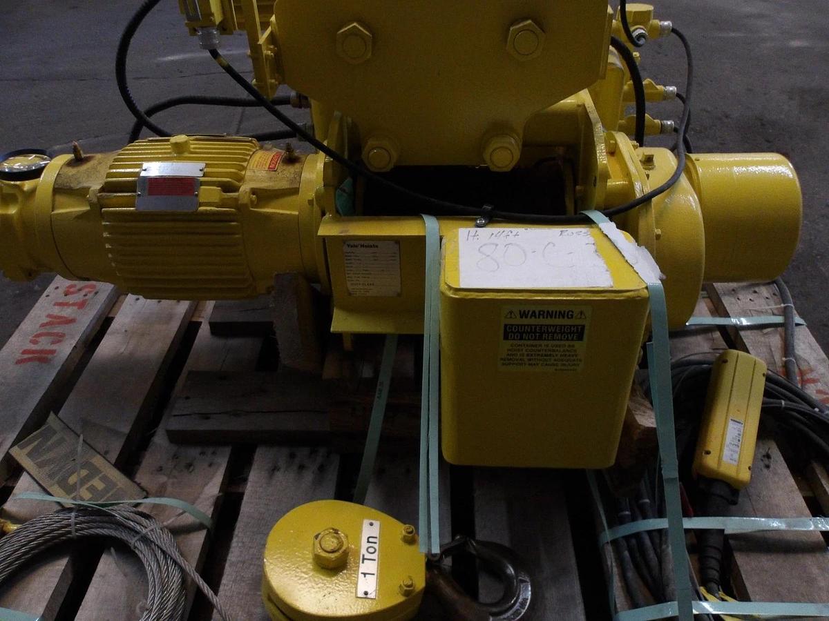 Used YALE 1 TON CABLE HOIST W/ TROLLEY BEW2-22PT1452, #113235GJW NEW