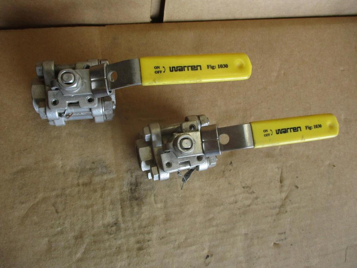 Used WARREN 1/2" STAINLESS BALL VALVE (SOCKET WELD) (LOT OF 2), #4161211J NEW