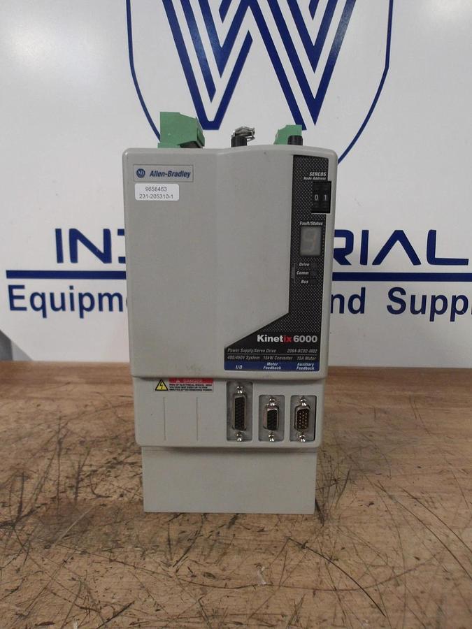 Used ALLEN BRADLEY KINETIX 6000 SERVO DRIVE & POWER SUPPLY 2094-BC02, #2261246G REMAN
