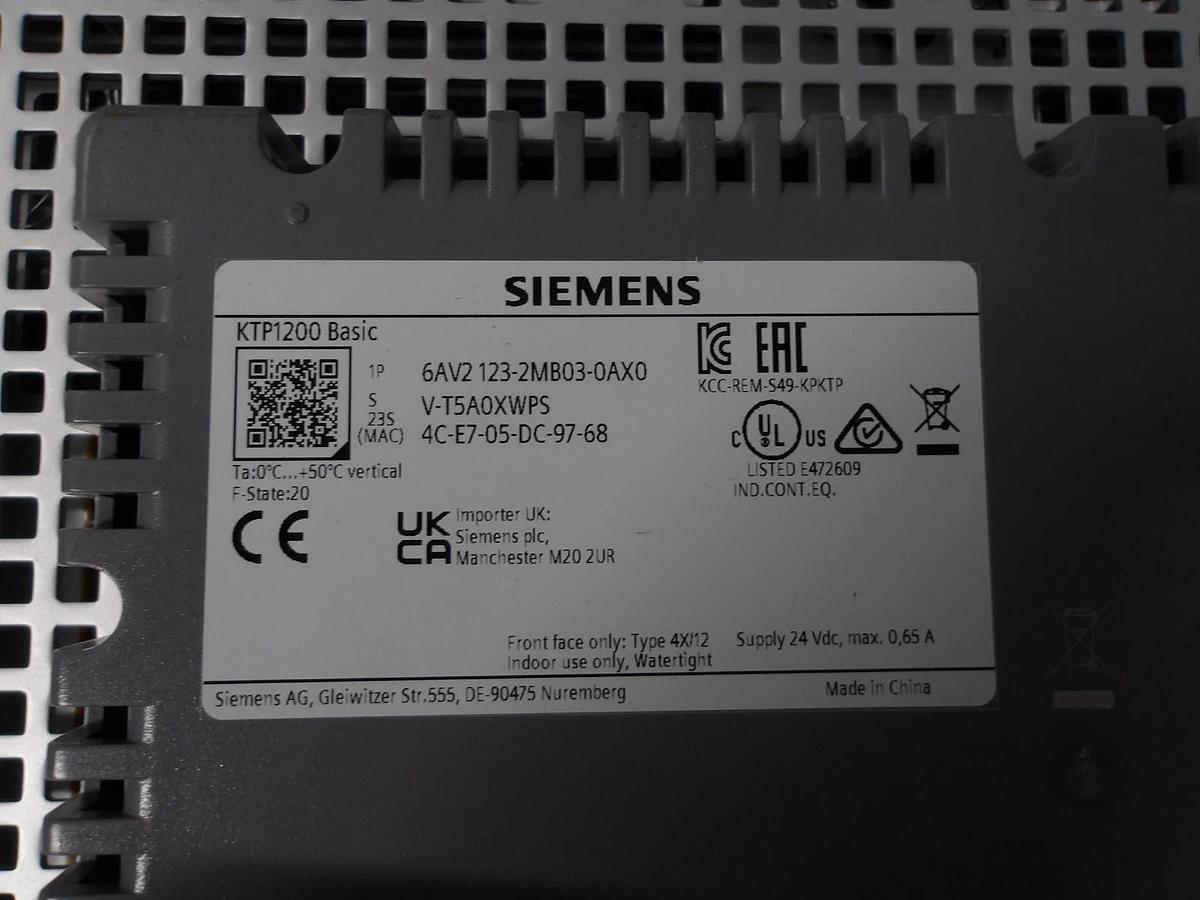 Used SIEMENS SIMATIC 6AV2123-2MB03-OAXO HMI TOUCH PANEL, #57908G NIB
