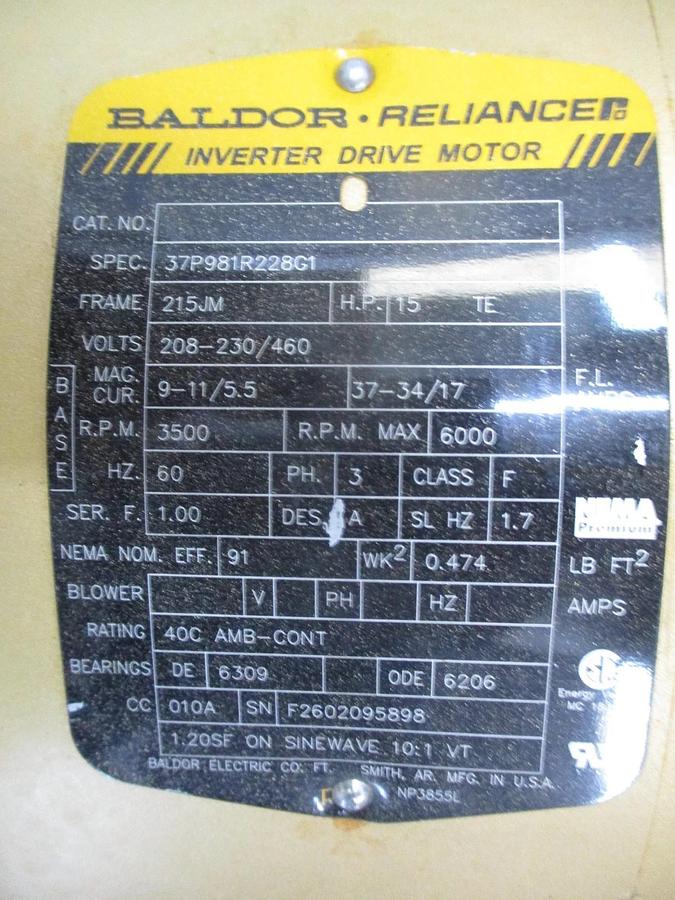 Used EBARA 2" X 2-1/2" STAINLESS 15 HP PUMP, #6121027J NEW