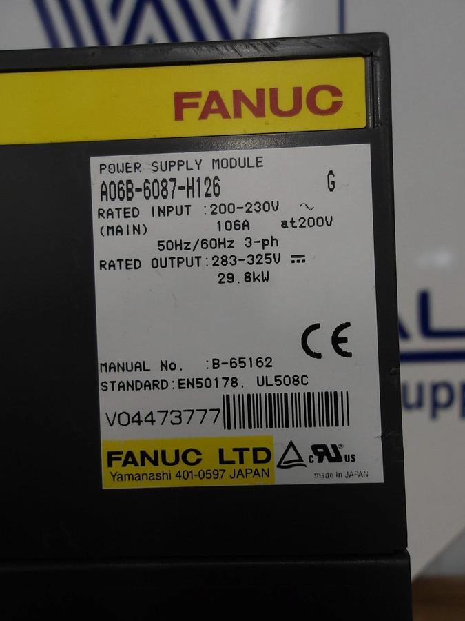 Used FANUC A06B-6087-H126 POWER SUPPLY, #65106G USED