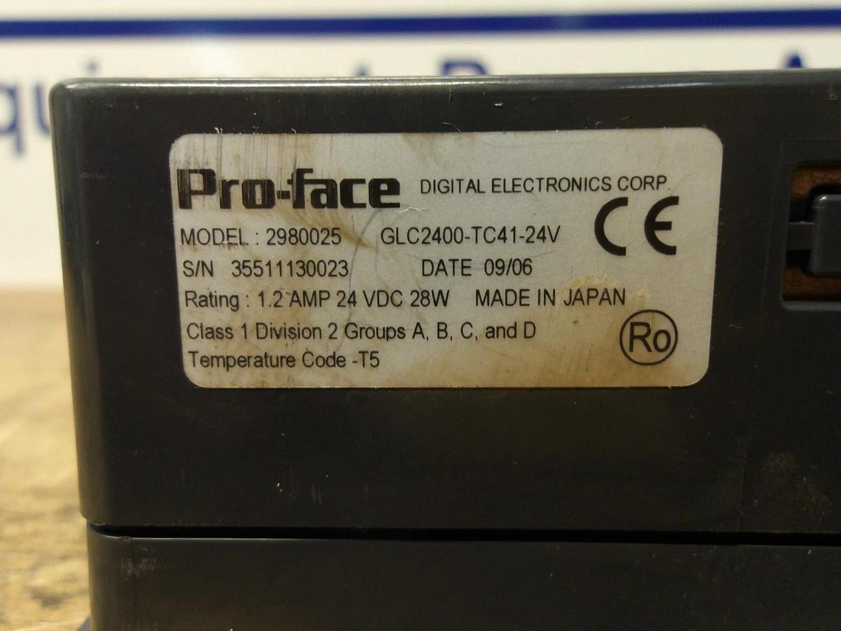 Used PROFACE 2980025-GLC2400-TC41-24V TOUCHSCREEN DISPLAY UNIT, #1222900G USED