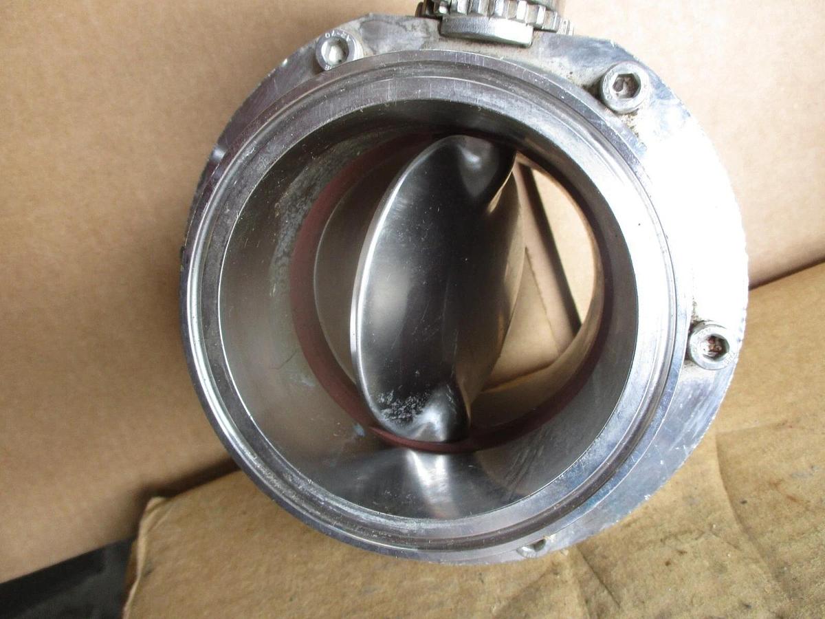Used DIXON 4" STAINLESS BUTTERFLY VALVE (CLAMPS), #416140J USED