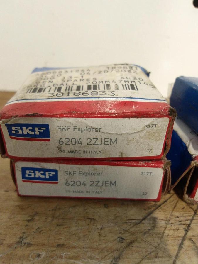 Used SKF BEARINGS (MISC. LOT OF 7) 6204-2ZJEM, 6004-2RSJEM, #99815G NEW