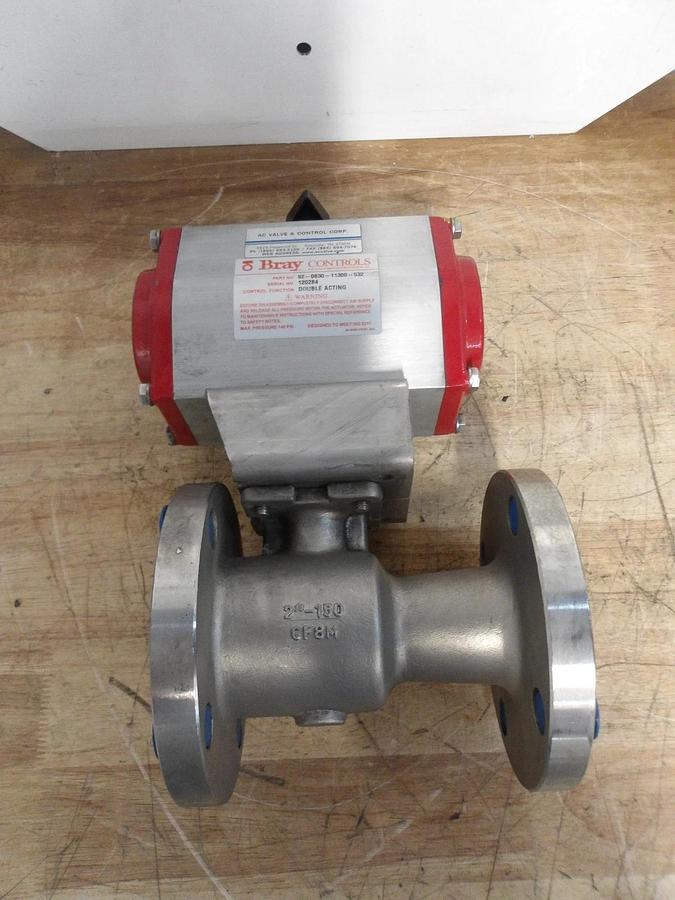 Used FLO-TEK 2" S/S BALL VALVE & BRAY ACTUATOR, #7141103G NEW