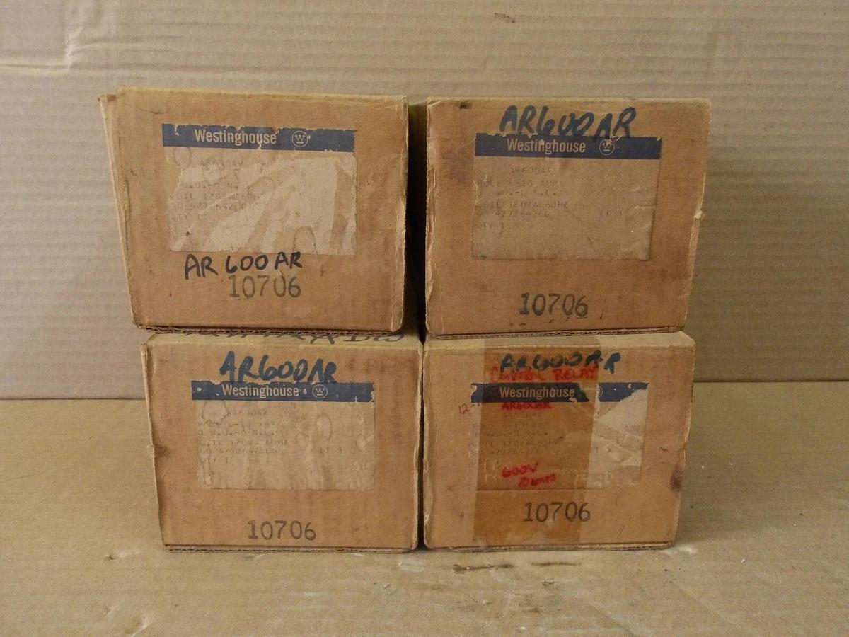 Used WESTINGHOUSE AR600AR CONTROL RELAY 10 AMP, 600 V (LOT OF 4) #78225G NEW
