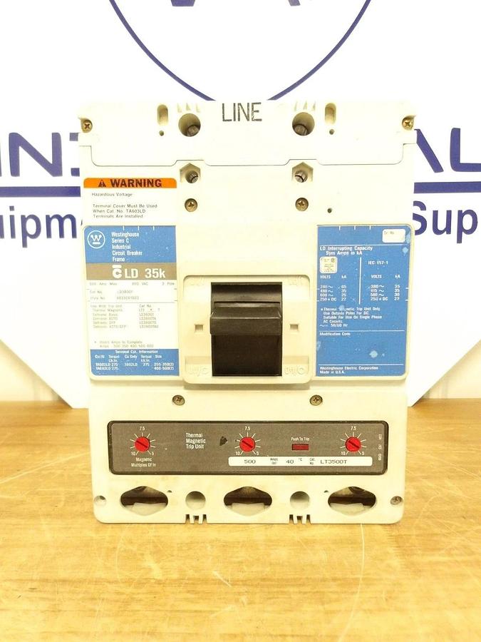 Used WESTINGHOUSE 500 AMP BREAKER 600 VAC, 3 POLE, #2211214G NEW