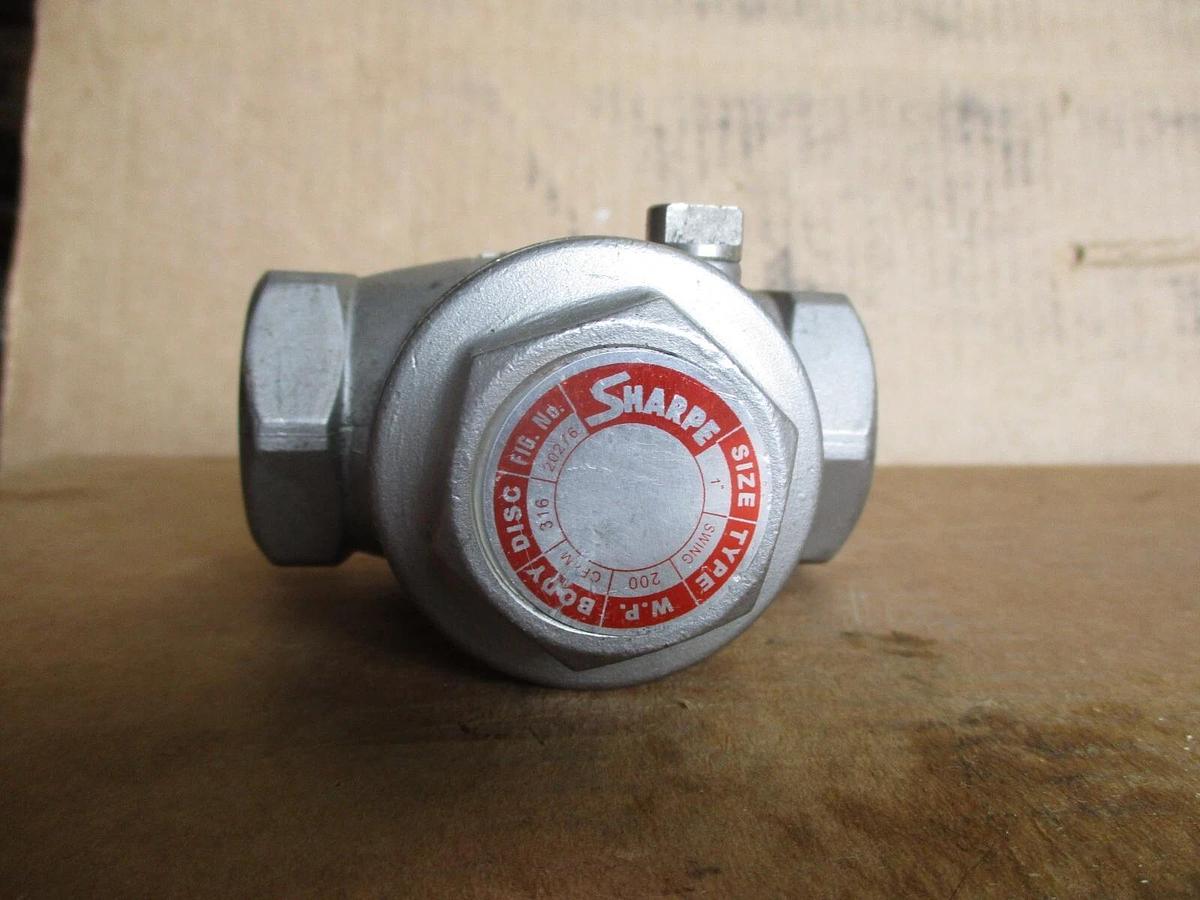 Used SHARPE 1" STAINLESS SWING CHECK VALVE, #4251245J NEW