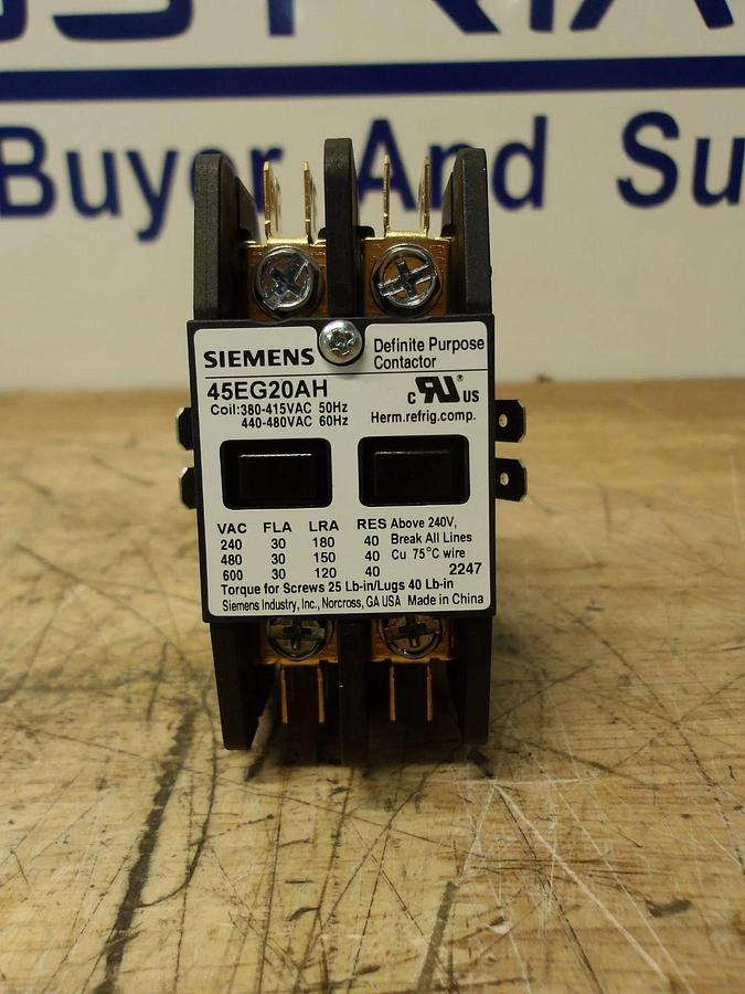 SIEMENS 45EG20AH DEFINITE CONTACTOR 30/40 A, #5291210G NIB