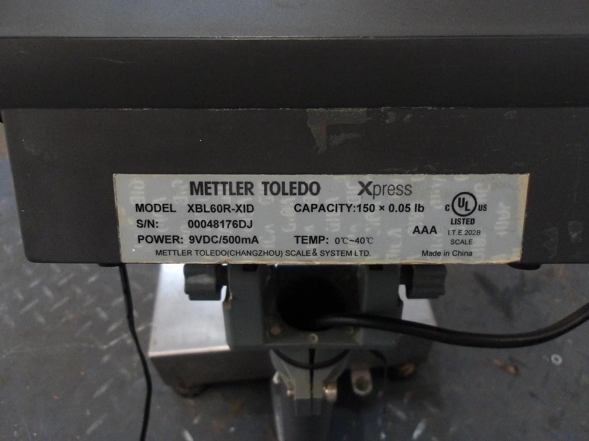 Used METTLER TOLEDO XPRESS DIGITAL SCALE XBL60R-X1D, #812230G USED