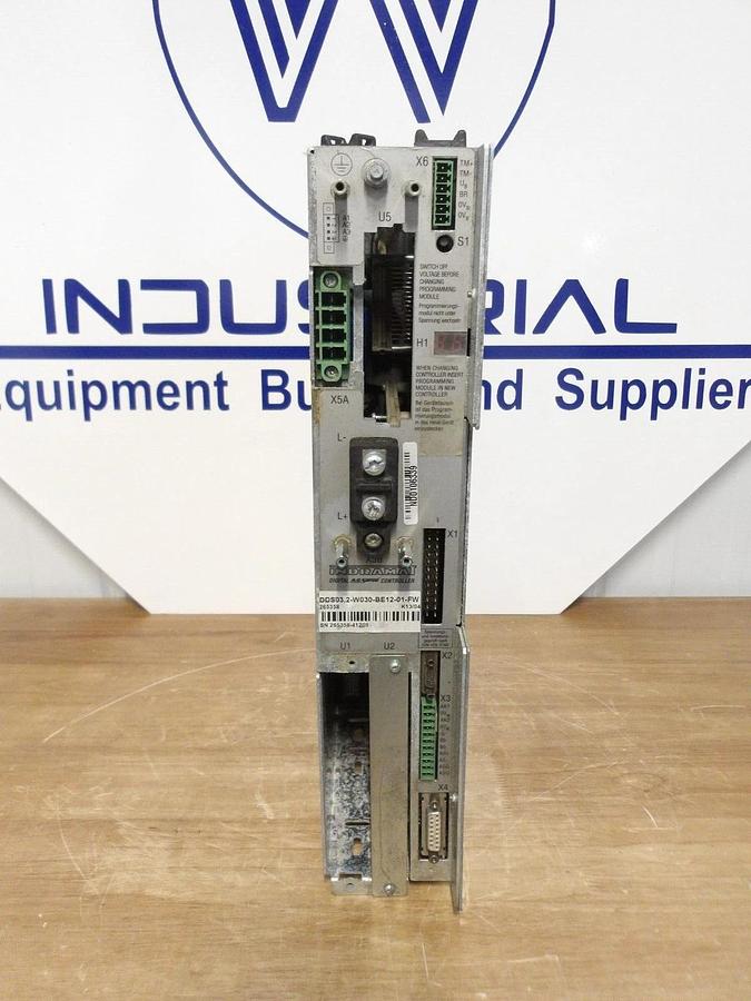 Used INDRAMAT DDS03.2-W030-BE12-01-FW AC SERVO CONTROLLER, #212945G PARTS ONLY