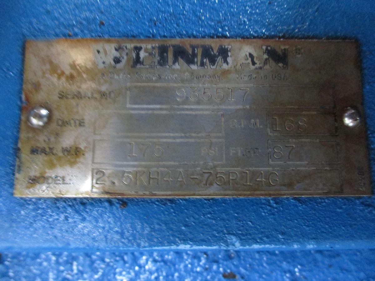 Used WEINMAN 2-1/2" X 3" PUMP WITH MOTOR