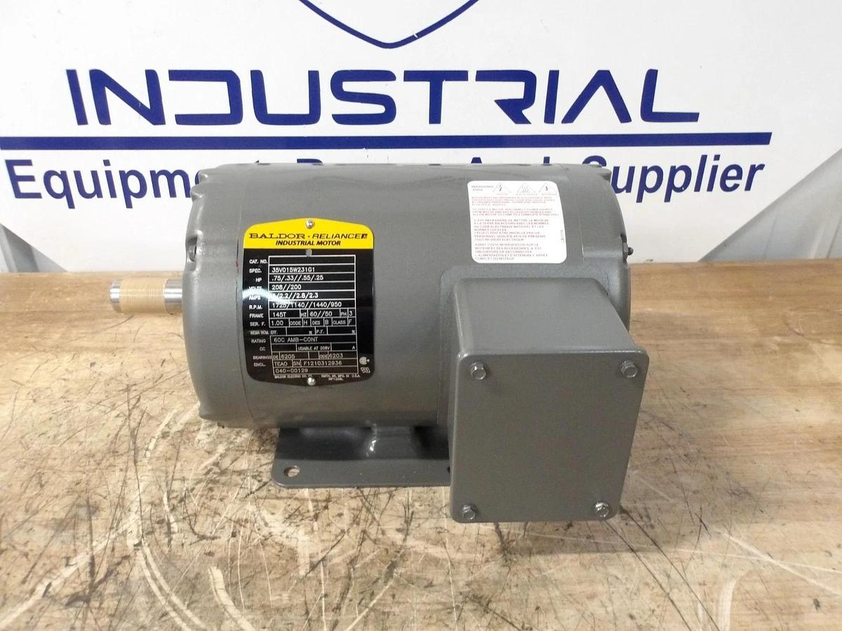 BALDOR RELIANCE .75/.33/.55/.25 MOTOR, 208/200 V, 145T FR, #69121G NIB