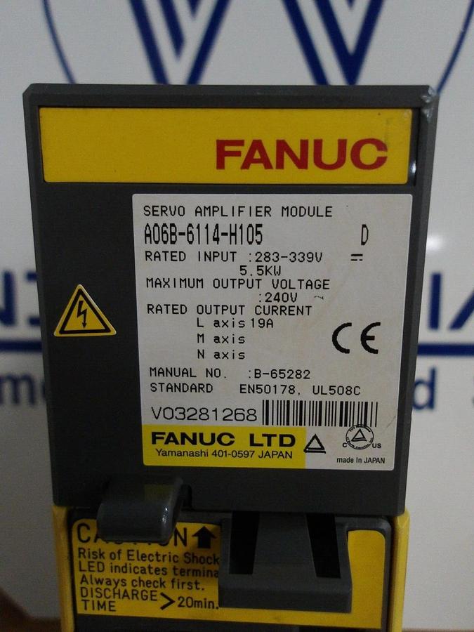 Used FANUC A06B-6114-H105 SERVO AMPLIFIER, #210946G REMANUFACTURED