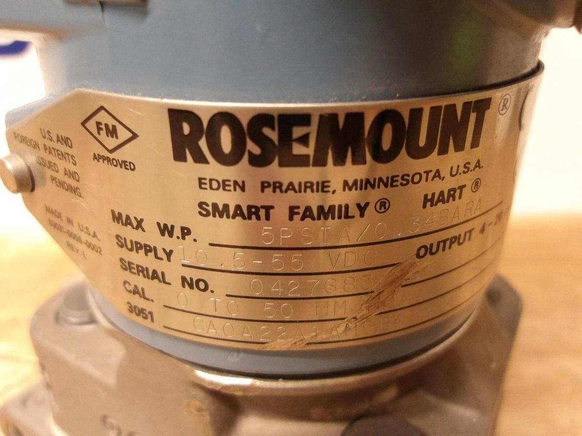 Used ROSEMOUNT 3051 PRESSURE TRANSMITTER, #4101105G USED