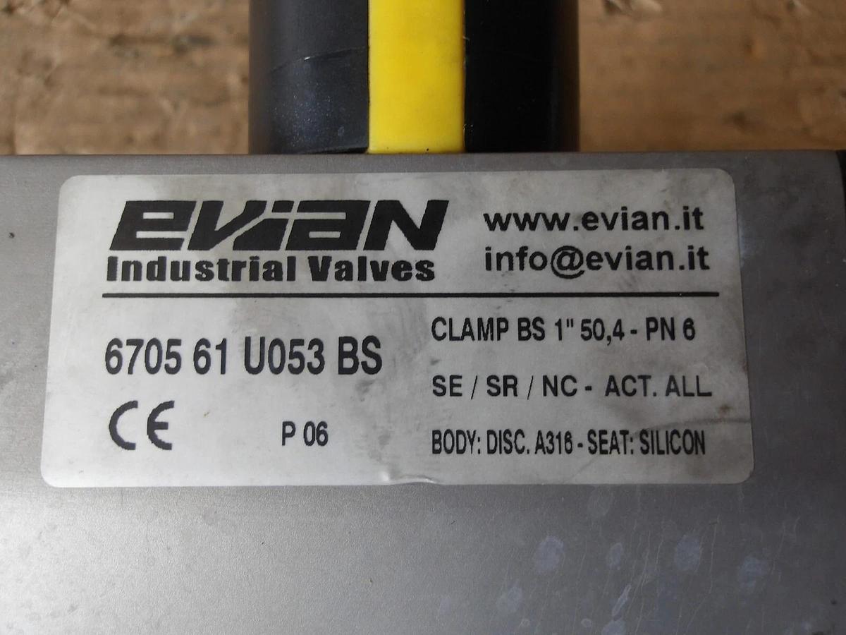 Used EVIAN VALVES EV561/EV17 TRI-CLOVER BUTTERFLY VALVE, #87153G USED