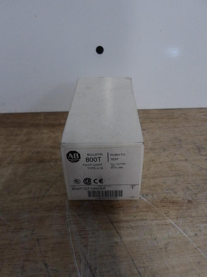 ALLEN BRADLEY 800T-QT10WAR PUSH-TO-TEST PILOT LIGHT, #5201003G NIB