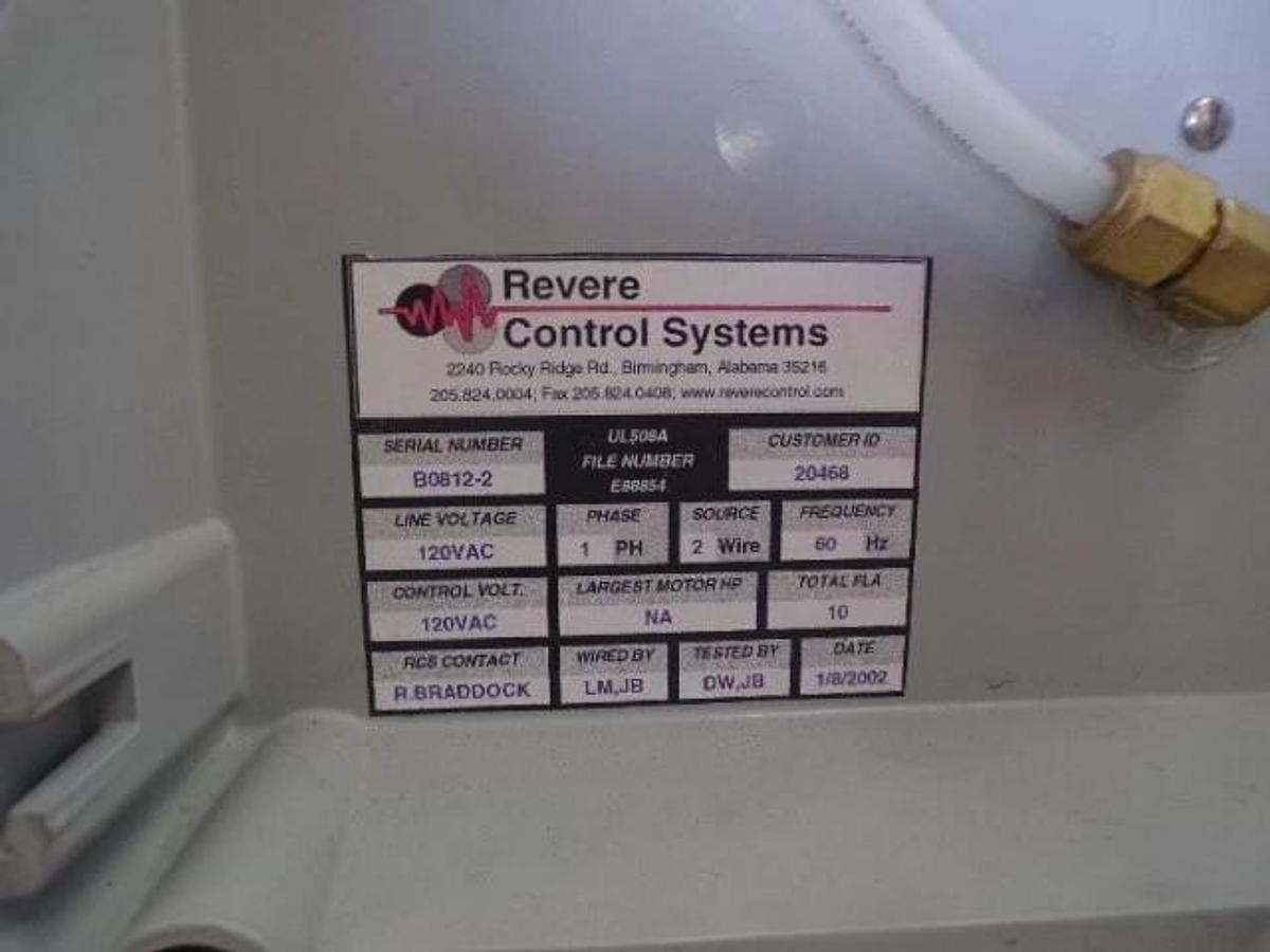 Used REVERE CONTROL SYSTEMS UL508A CONTROL PANEL, #416950L USED