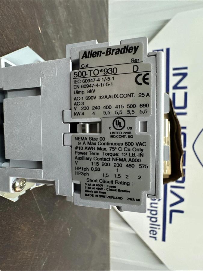 Allen Bradley Full Voltage Starter Nema Size 00 #2201248P Cat#509-TOD-A2D