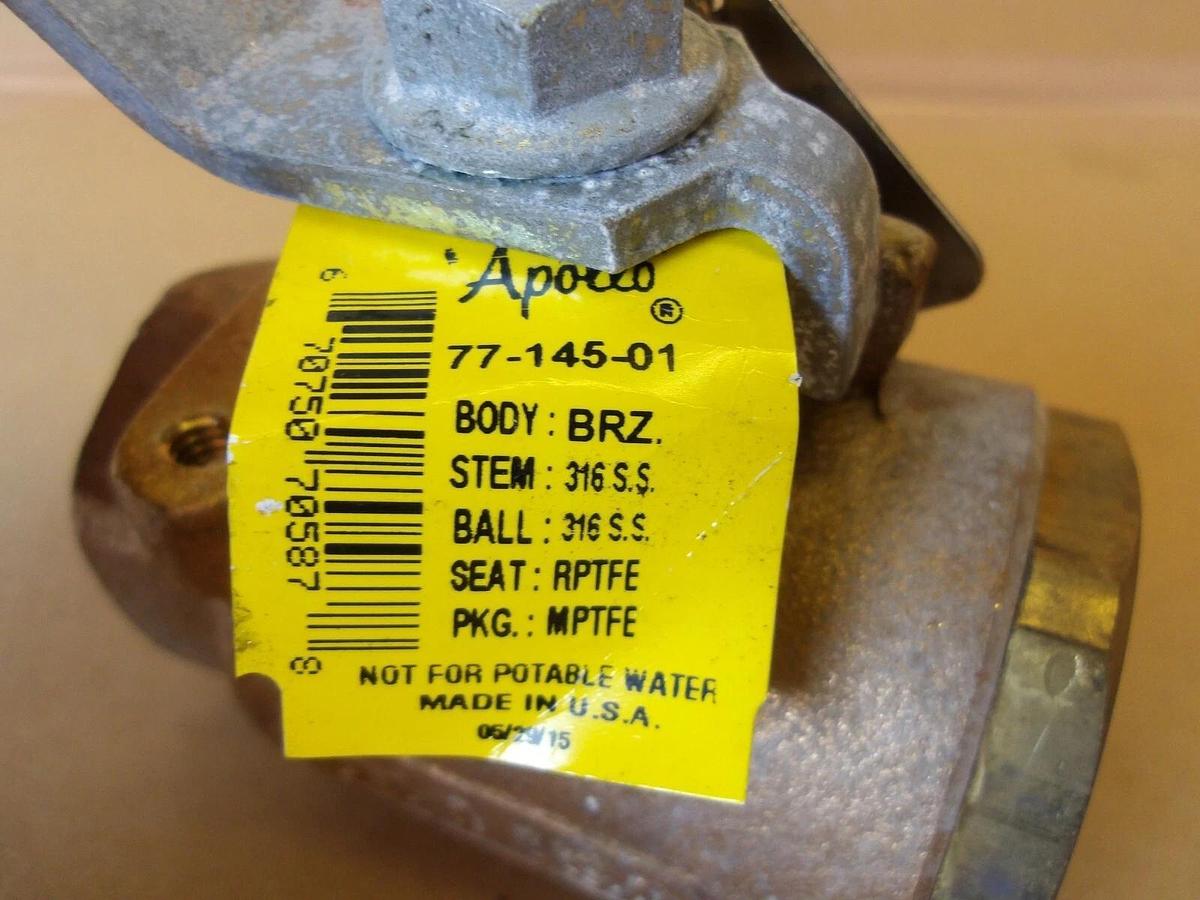 Used APOLLO 1" BRASS BALL VALVE (THREADED) #6101045G NEW