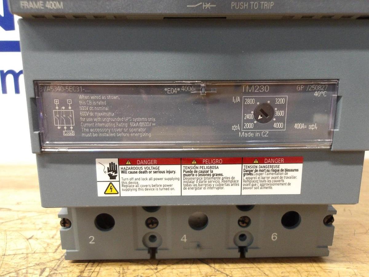 SIEMENS 400 AMP BREAKER 3VA5340-5EC31-0AA0, #11251220G NIB
