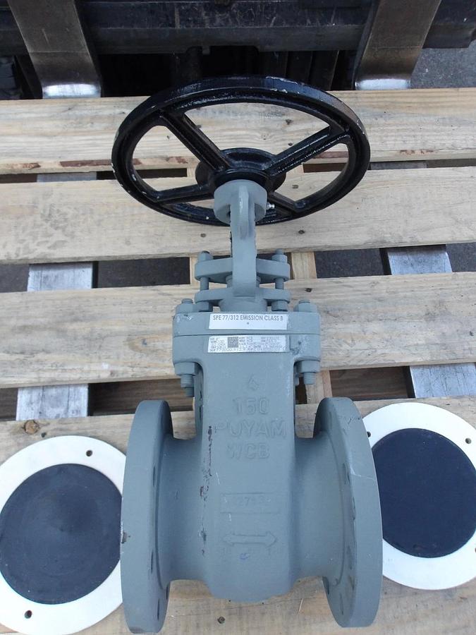 Used POYAM 4" STEEL GATE VALVE, #813910G NEW