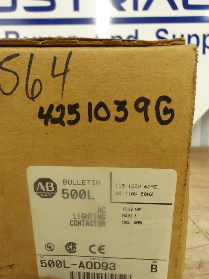 ALLEN BRADLEY 500L-A0D93 LIGHTNING CONTACTOR, #425 NIB