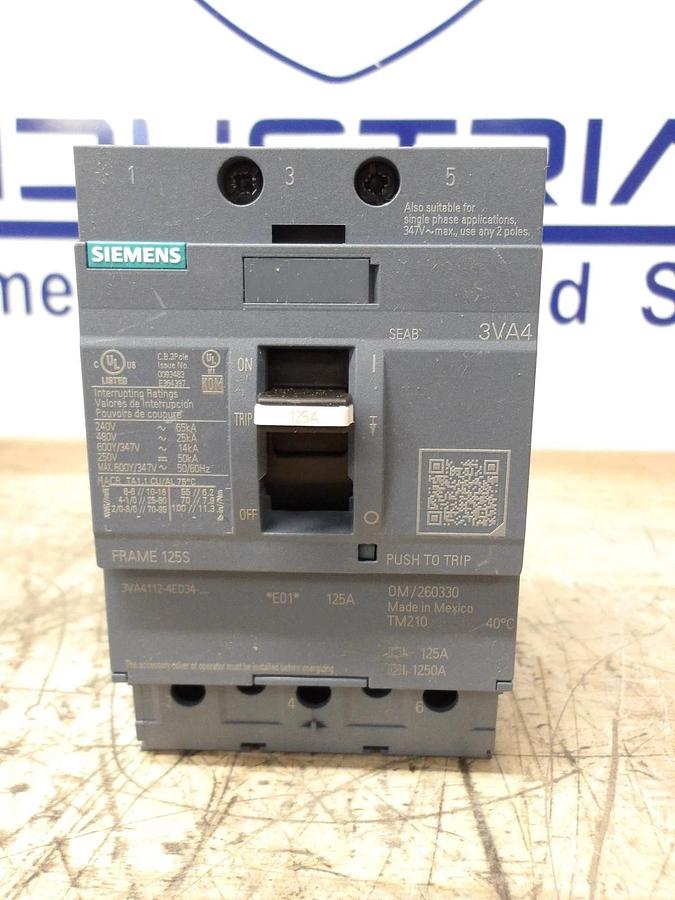 SIEMENS 125 AMP CIRCUIT BREAKER 240-480-600 V, #581017G NIB