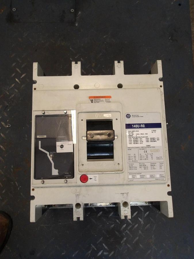 Used ALLEN BRADLEY 1600 AMP CIRCUIT BREAKER 140U-R0L3-E20, #611253G USED