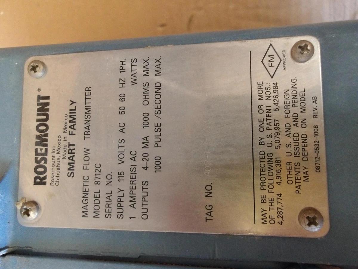 Used ROSEMOUNT 8712CR12 MAGNETIC FLOW TRANSMITTER, #627125G USED