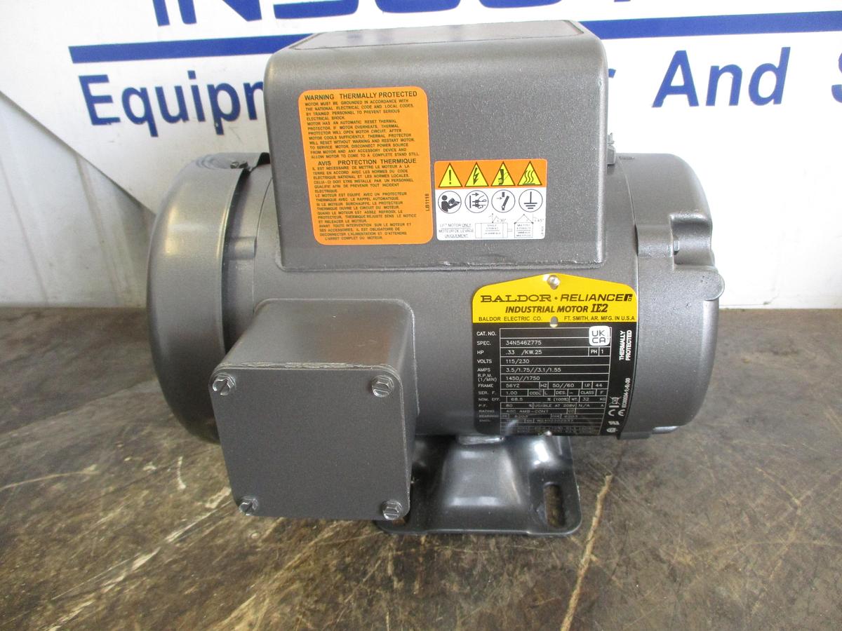 BALDOR RELIANCE 0.33 HP MOTOR (SINGLE PHASE) FR 56YZ, 115/230 V