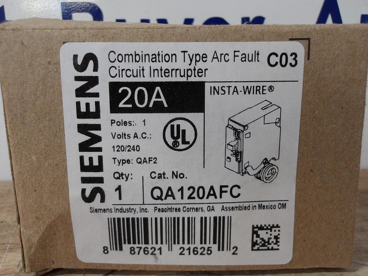 SIEMENS 20 AMP ARC FAULT BREAKER 120/240 V (LOT OF 5) #58318G NIB