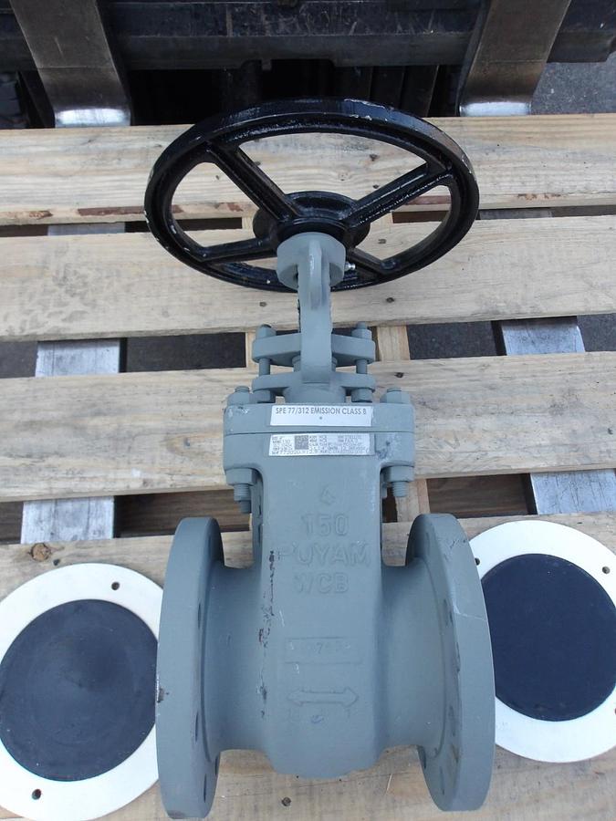 Used POYAM 4" STEEL GATE VALVE, #813910G NEW