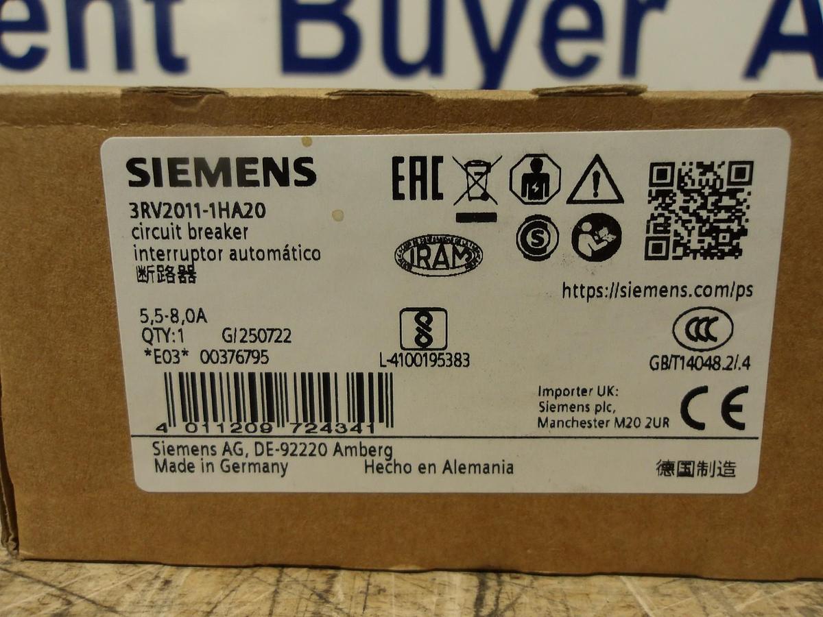 SIEMENS 5.5/8.0 AMP BREAKER, #713957G NIB