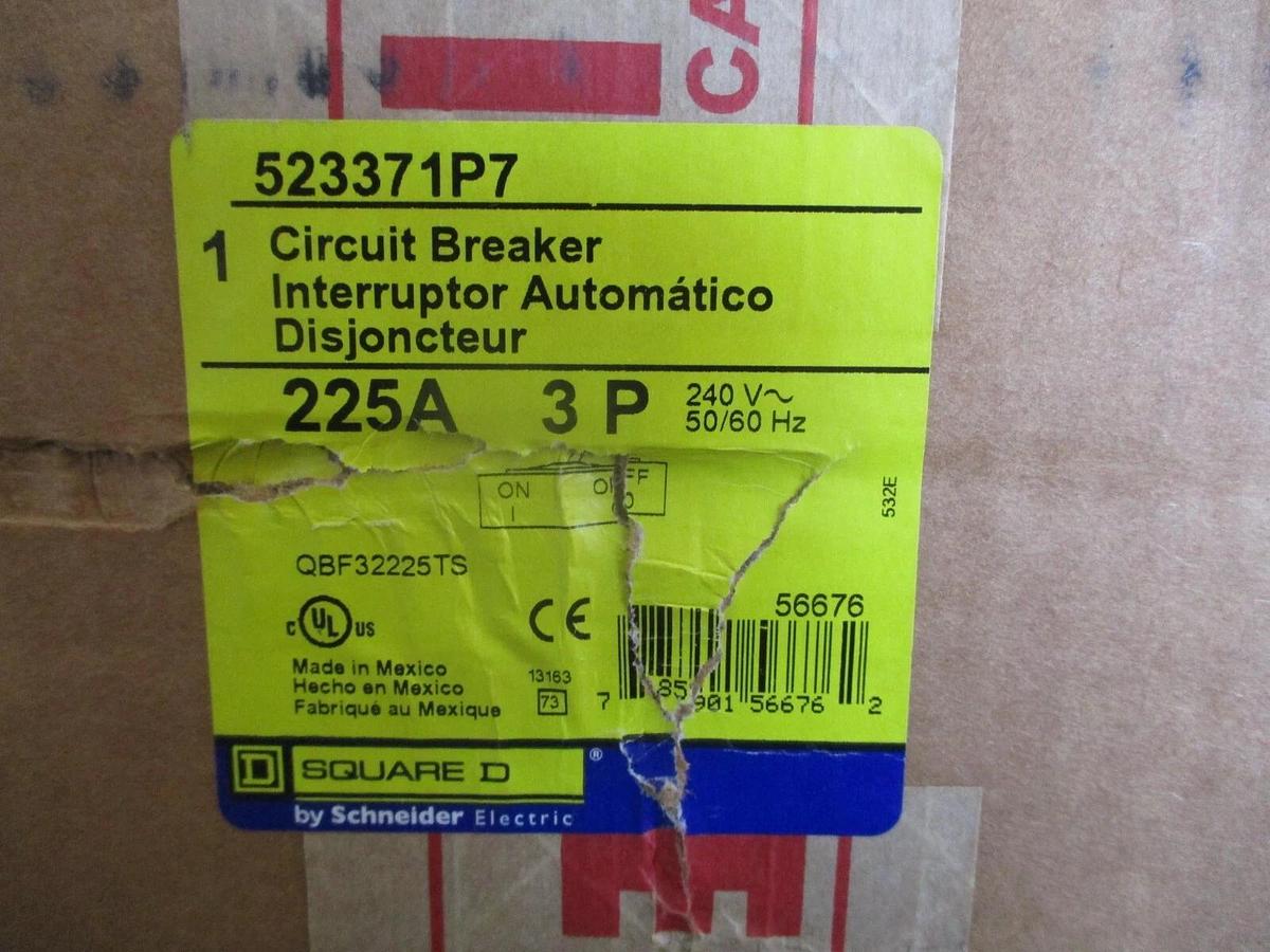 SQUARE D 225 AMP POWERPACT CIRCUIT BREAKER QB225, #114117J NIB