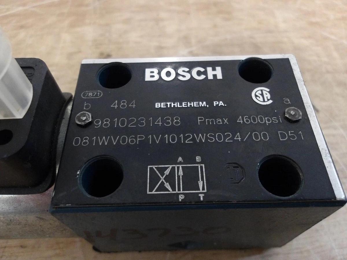 Used BOSCH 08WV06P1V1012WS024/00 D51 HYDRAULIC SOLENOID VALVE, #361147G NEW
