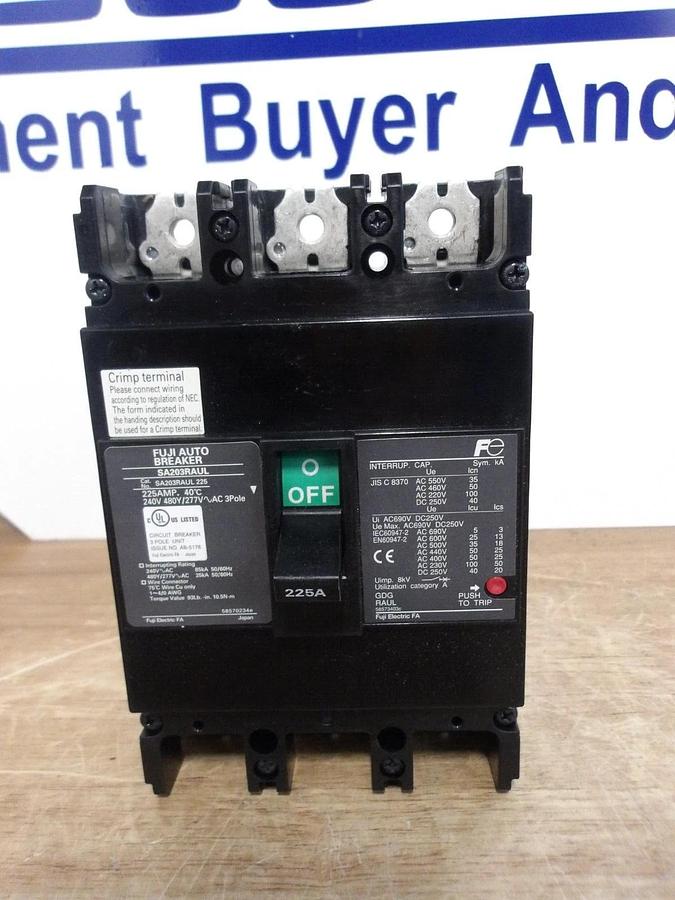 FUJI 225 AMP SA BREAKER SA203RAUL, #2251005G NIB