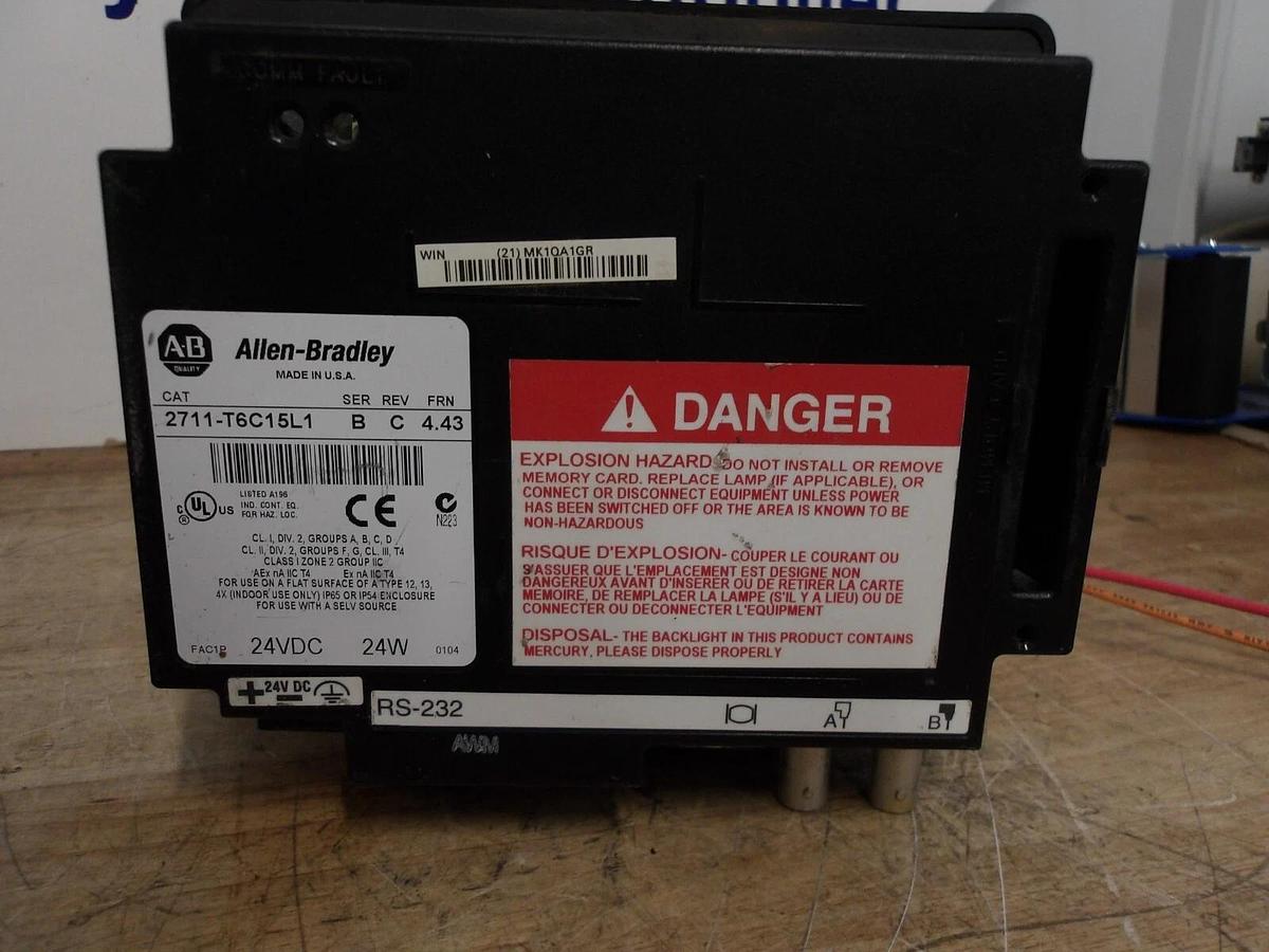 Used ALLEN BRADLEY PANELVIEW 600 TOUCH SCREEN 2711-T6C15L1, #64235G USED